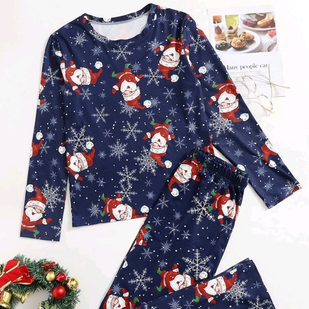🎄❄☃️🎁 CHRISTMAS SNOWFLAKES AND SNOWMAN PRINT PIJAMA SET 🎁☃️❄🎄